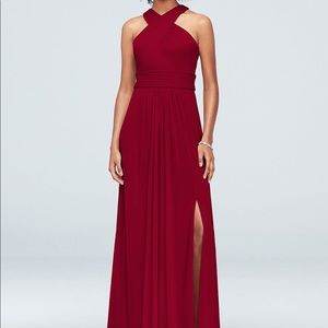 CRISSCROSS APPLE RED MESH BRIDESMAID DRESS Sz 8